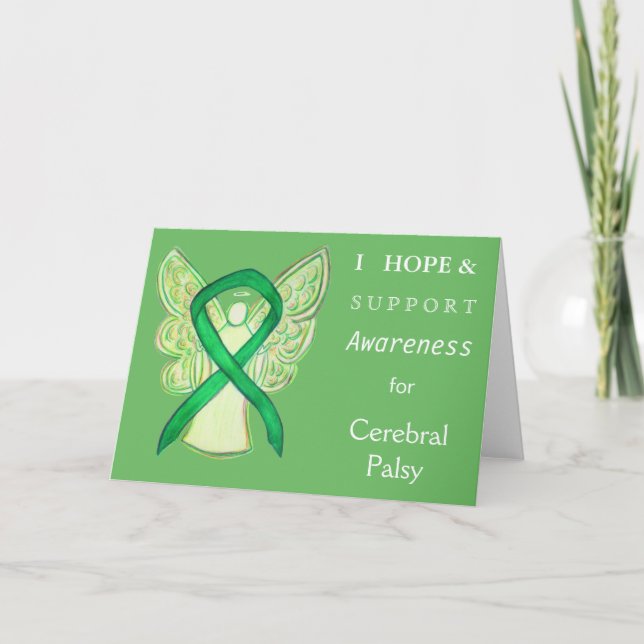 Cerebral Palsy Awareness Ribbon Greeting Card (Front)