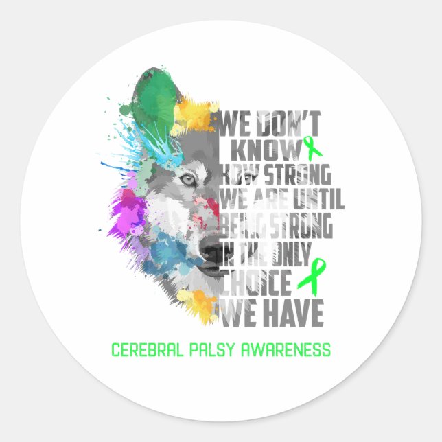 Cerebral Palsy Awareness Ribbon Support Gifts Classic Round Sticker (Front)