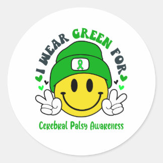 Cerebral Palsy Awareness Ribbon Support Gifts Classic Round Sticker