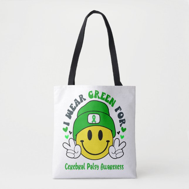 Cerebral Palsy Awareness Ribbon Support Gifts Tote Bag (Front)