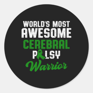 Cerebral Palsy Cp Awareness Overcoming Warrior Sur Classic Round Sticker