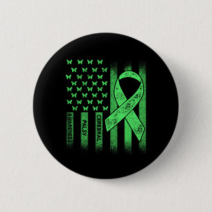 Cerebral Palsy Cp Awareness Usa Flag Warrior Survi 2 Inch Round Button