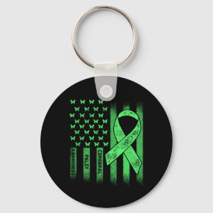 Cerebral Palsy Cp Awareness Usa Flag Warrior Survi Keychain