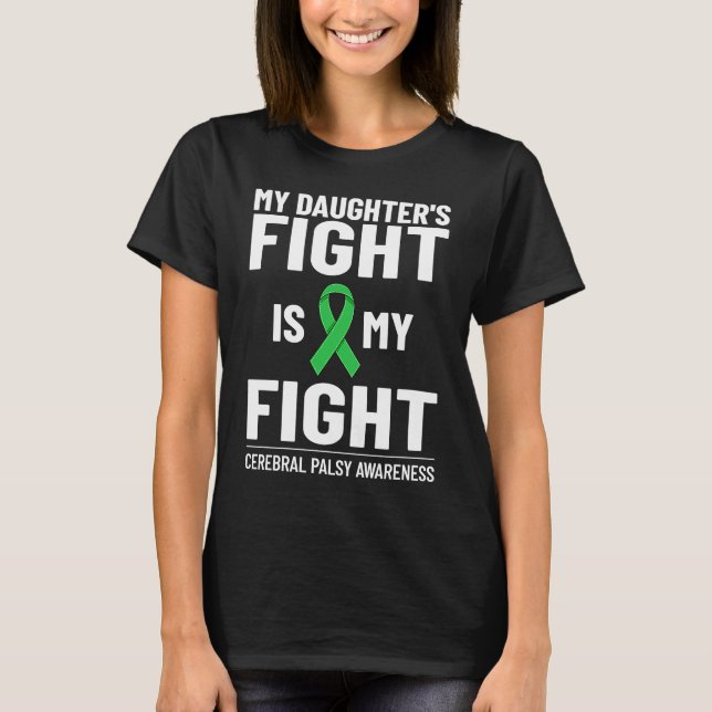 Cerebral Palsy Green Ribbon Brain Damage Awareness T-Shirt (Front)