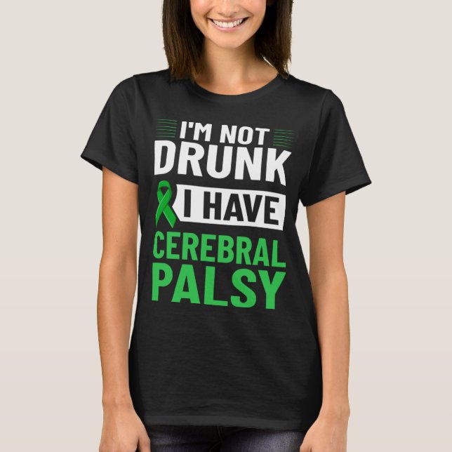 Cerebral Palsy Green Ribbon Brain Damage Awareness T-Shirt (Front)