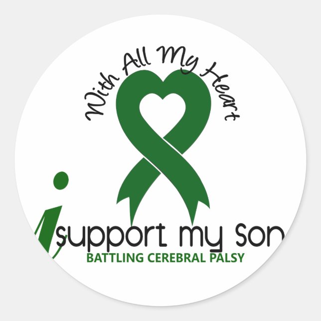 Cerebral Palsy I Support My Son Classic Round Sticker (Front)