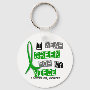 Cerebral Palsy I Wear Green For My Niece 37 Keychain