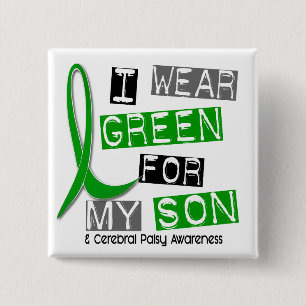 Cerebral Palsy I Wear Green For My Son 37 2 Inch Square Button
