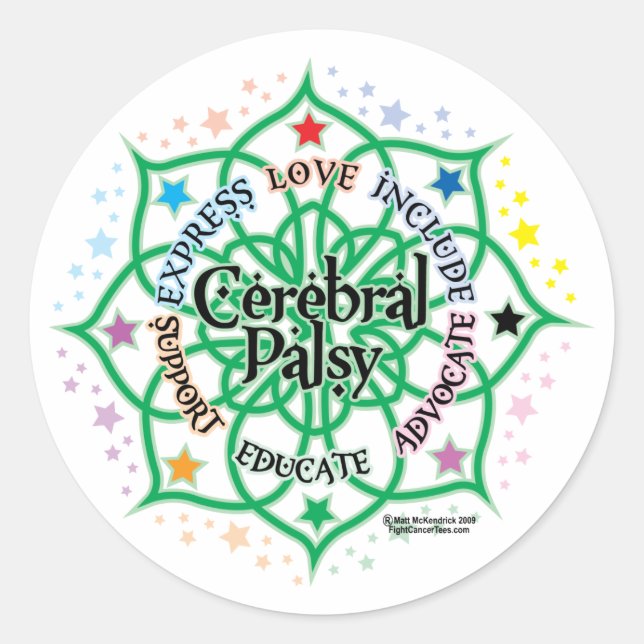 Cerebral Palsy Lotus Classic Round Sticker (Front)