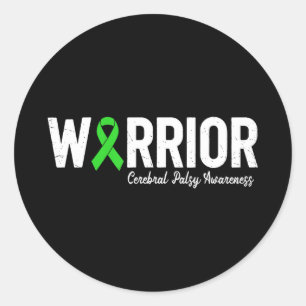 Cerebral palsy warrior cp green ribbon awareness classic round sticker