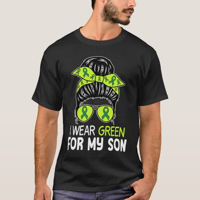 Cerebral Palsy Wear Green for Son Messy Bun CP for T-Shirt (Front)