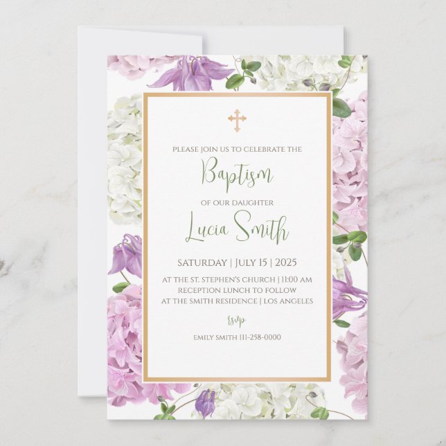Cérémonie de baptême invitations pour le baptême d (Devant)