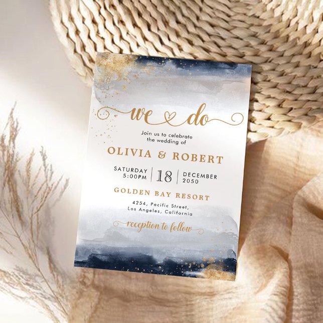 Cérémonie de Mariage de marine et d'or Invitation (Créateur téléchargé)