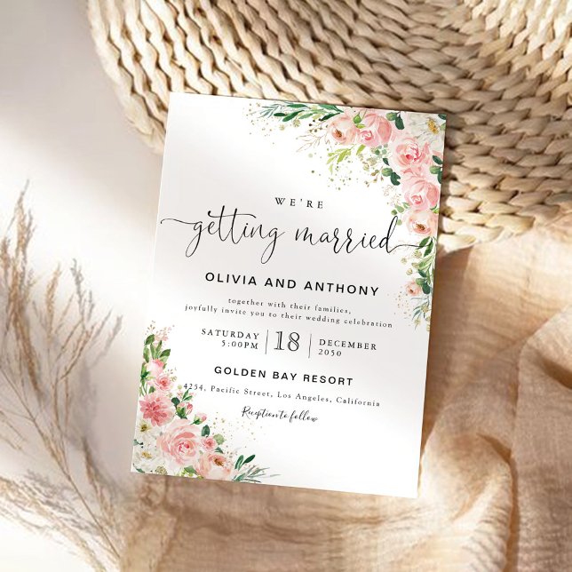 Cérémonie de Mariage de rose rose pâle Invitation (Créateur téléchargé)