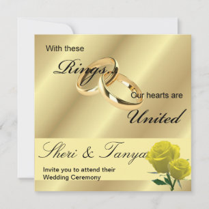 Cérémonie de Mariage gay lesbien Invitation Or