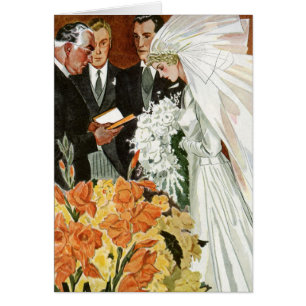 Cérémonie de mariage vintage avec mariée et marié