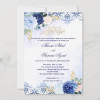 Cérémonie de Nikah ou Valima Invitation Gold Bleu