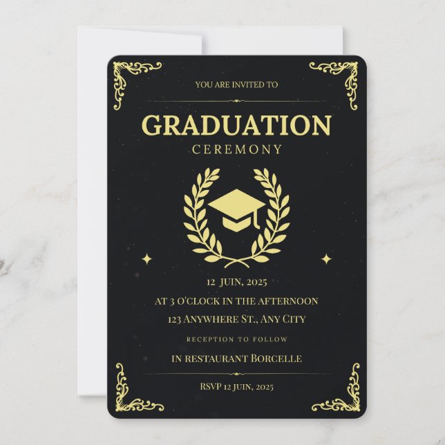 Cérémonie de remise des diplômes Invitation | Caté (Devant)