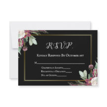 Cérémonie de rondelle en fleur noire RSVP