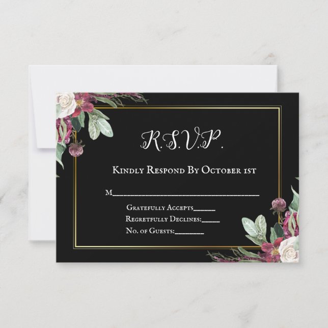 Cérémonie de rondelle en fleur noire RSVP (Devant)