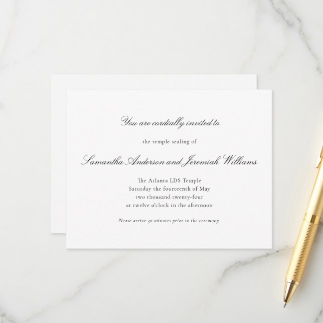 Cérémonie de scellement Invitation Cartes de boîti (Devant/Arrière en situation)
