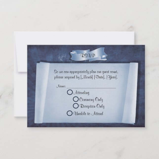 Cérémonie d'engagement bleu Cartes RSVP personnali (Devant)
