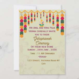 Cérémonie Grihapravesh Invitations