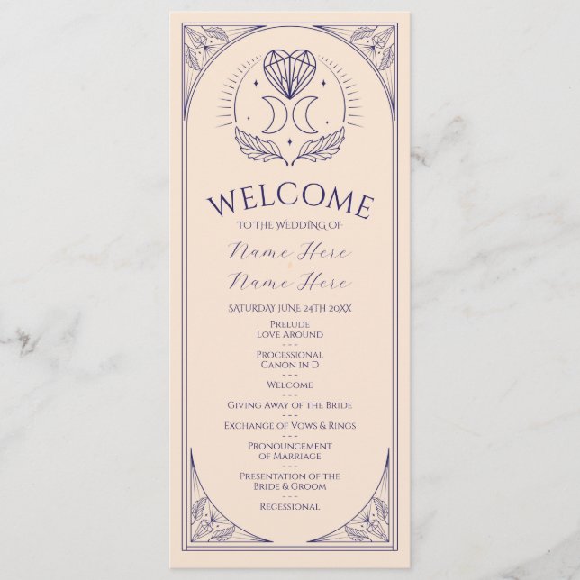 Cérémonie Mariage Cartes de fête Tarot Programme É (Devant)