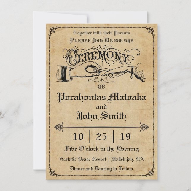 Cérémonie Rustic Vintage Wedding Invitation (Devant)