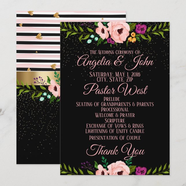 Cérémonie Rustique Florale Mariage Invitation (Devant / Derrière)