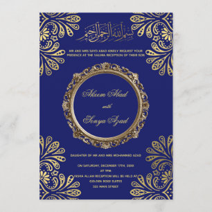 Cérémonie Valima Nikah Faire-part de mariage Gold