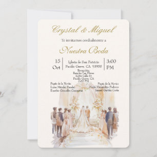 Ceremony beige wedding invitation