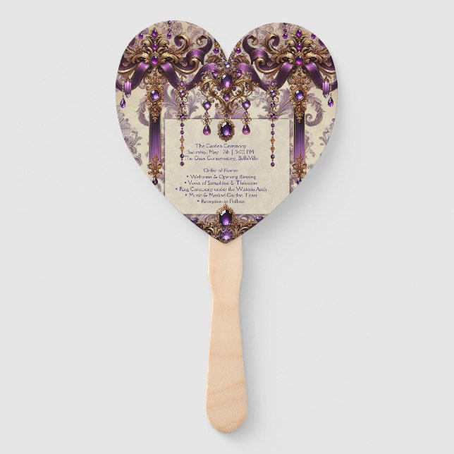Ceremony Fan | Wisteria Masquerade Wedding Program (Front)