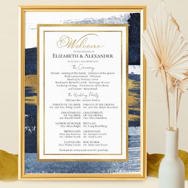 Ceremony Programs Signs | Blue Wedding Abstract (Creator Uploaded)