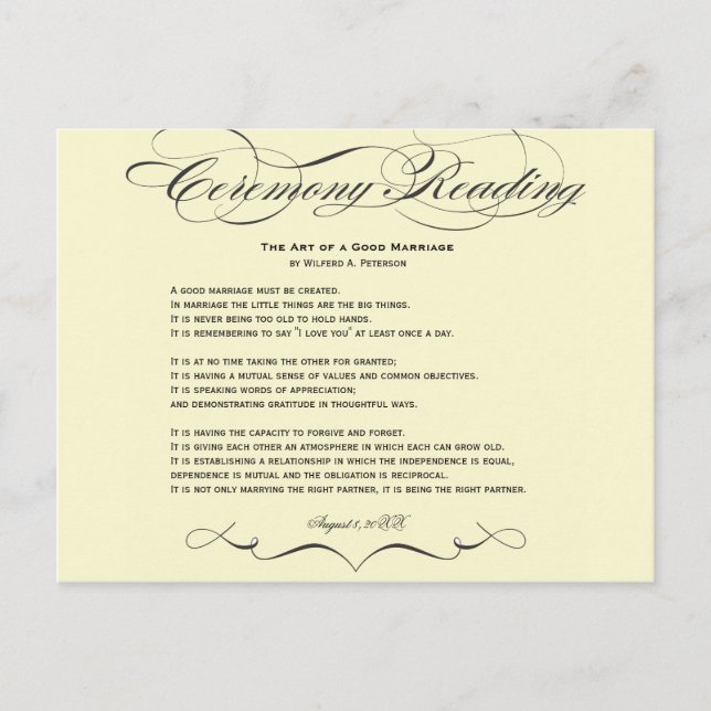 Ceremony Reading Postcard (Front)