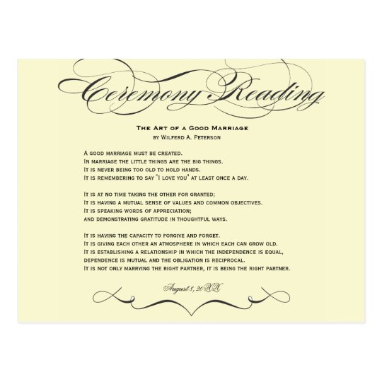 Ceremony Reading Postcard