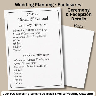 Ceremony & Reception Venues info - Black White Enclosure Card