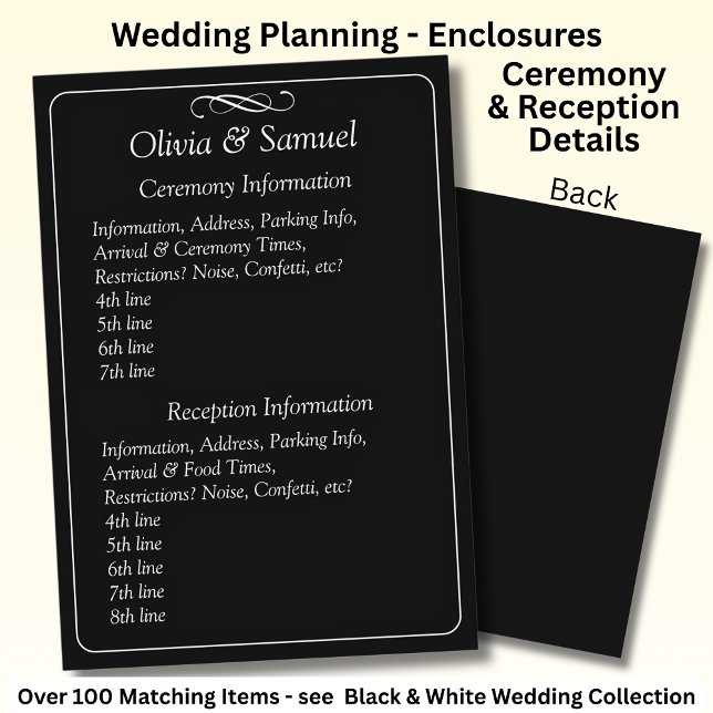 Ceremony & Reception Venues info - Black White Enclosure Card (Creator Uploaded)