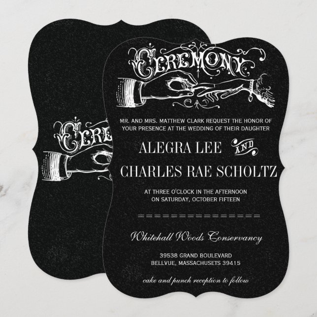 Ceremony Typography Chalkboard Invitations (Front/Back)