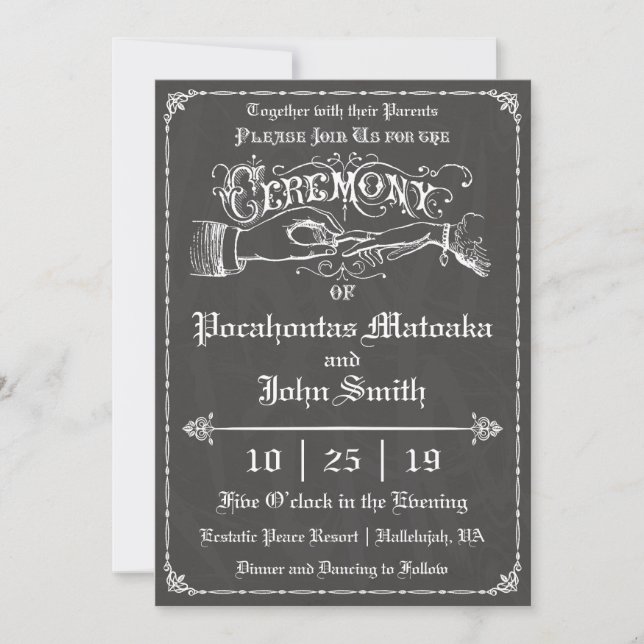 Ceremony Vintage Chalkboard Wedding Invitation (Front)