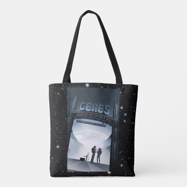 Ceres dwarf planet vacation advert space tourism tote bag (Back)