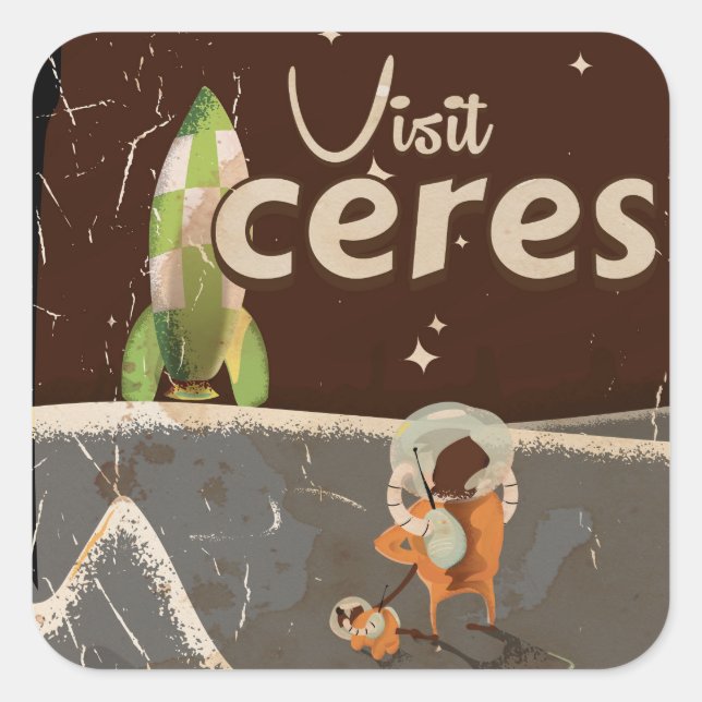 Ceres Dwarf Planet vintage travel poster Square Sticker (Front)