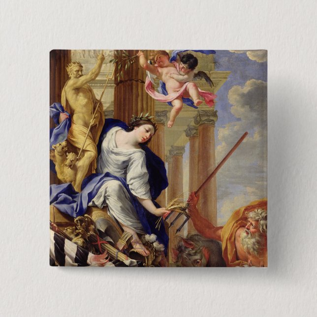 Ceres Vanquishing the Attributes of War 2 Inch Square Button (Front)