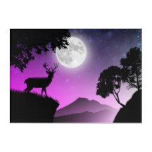 Cerf Acrylic Wall Art Under the Purple Moon