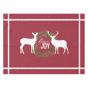 Cerf Cranberry Red Peace Joy Wreath Nappe