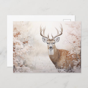 Cerf Dans Le Style Vintage D'Hiver Carte Postale D