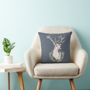 Cerf de fête avec Coussin de jet avec couronne d'h