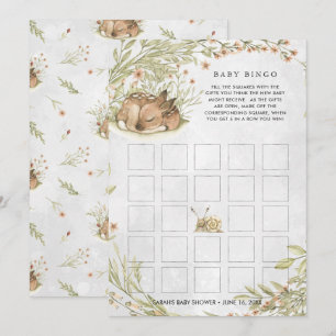 Cerf de forêt   Carte de bingo Baby shower