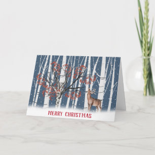 Cerf de Noël avec carte d'arbre de Berry