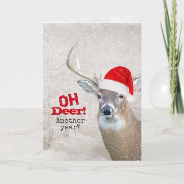Cerf de Noël avec carte de vacances Casquette Père (Devant)